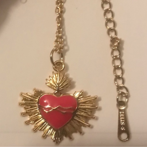 Hot Pink Sacred Heart Crown of Thorns Fiery Radiant Jesus Mary Catholic Necklace - Picture 16 of 16